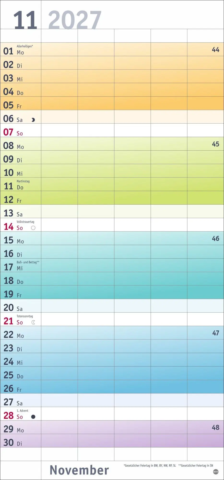 Bild: 9783756415984 | Bunte Wochen Familienplaner 2027 | Heye | Kalender | Bürokalender Heye