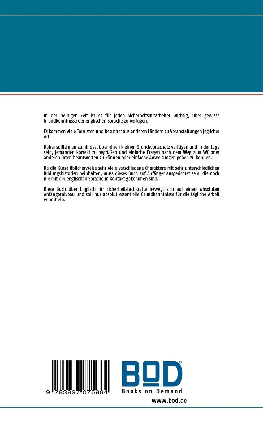 Rückseite: 9783837075984 | Lernvorschläge für die Sachkundeprüfung im Bewachungsgewerbe gem....