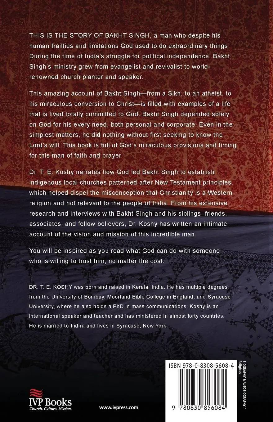 Rückseite: 9780830856084 | Bakht Singh of India | The Incredible Account of a Modern-Day Apostle