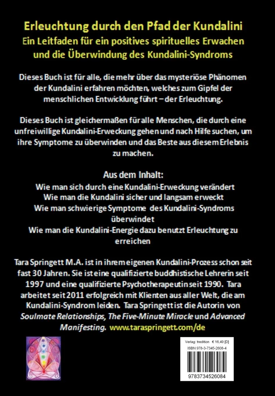 Rückseite: 9783734526084 | Erleuchtung durch den Pfad der Kundalini | Tara Springett | Buch