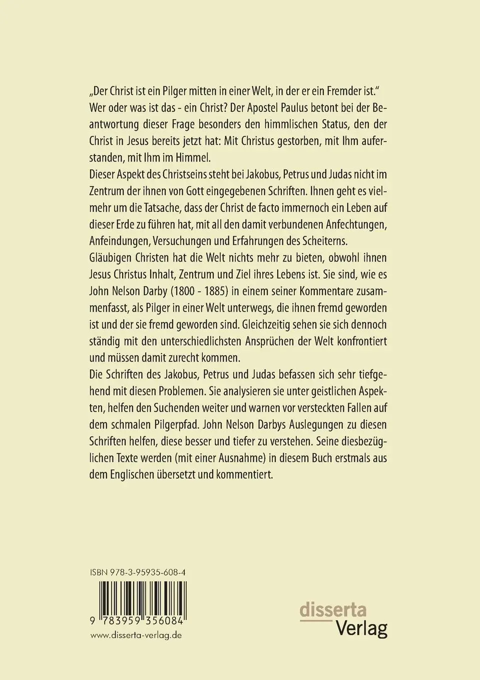 Rückseite: 9783959356084 | Pilger in einer fremden Welt. John Nelson Darbys Kommentare zu...