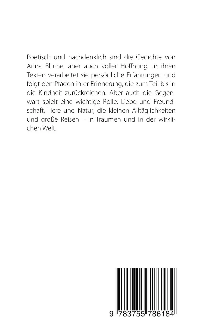 Rückseite: 9783755786184 | Der Kuss des Mondes | 33 Gedichte | Anna Blume | Taschenbuch | 78 S.