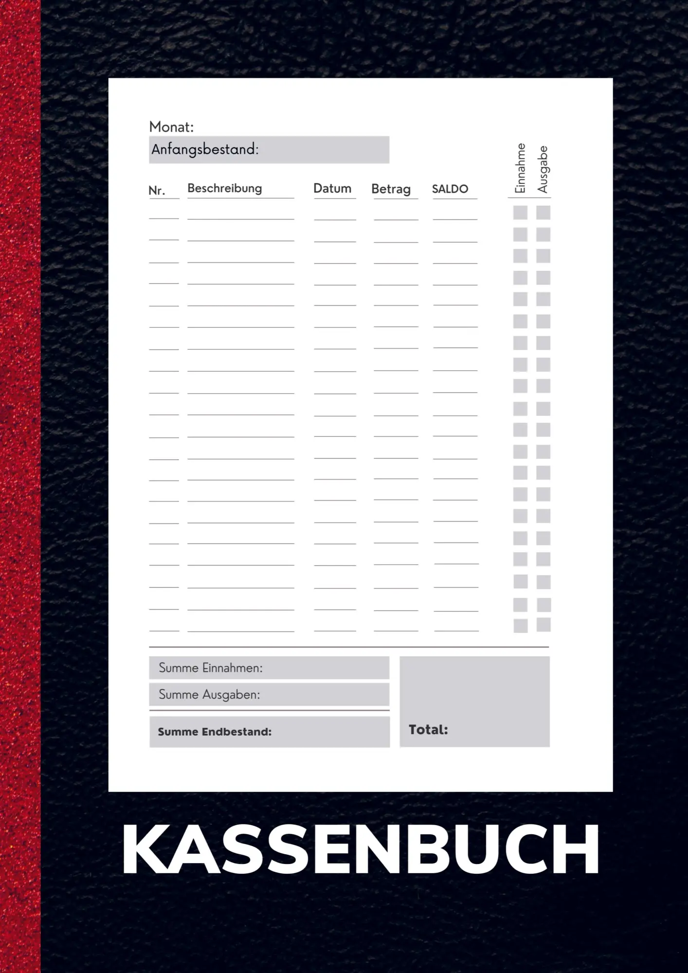 Cover: 9789403876184 | Kassenbuch A4 Schwarz- Einfaches Einnahmen und Ausgaben Buch für...