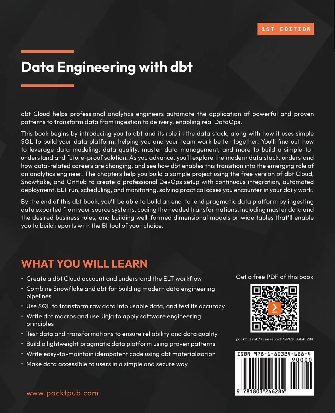 Rückseite: 9781803246284 | Data Engineering with dbt | Roberto Zagni | Taschenbuch | Englisch