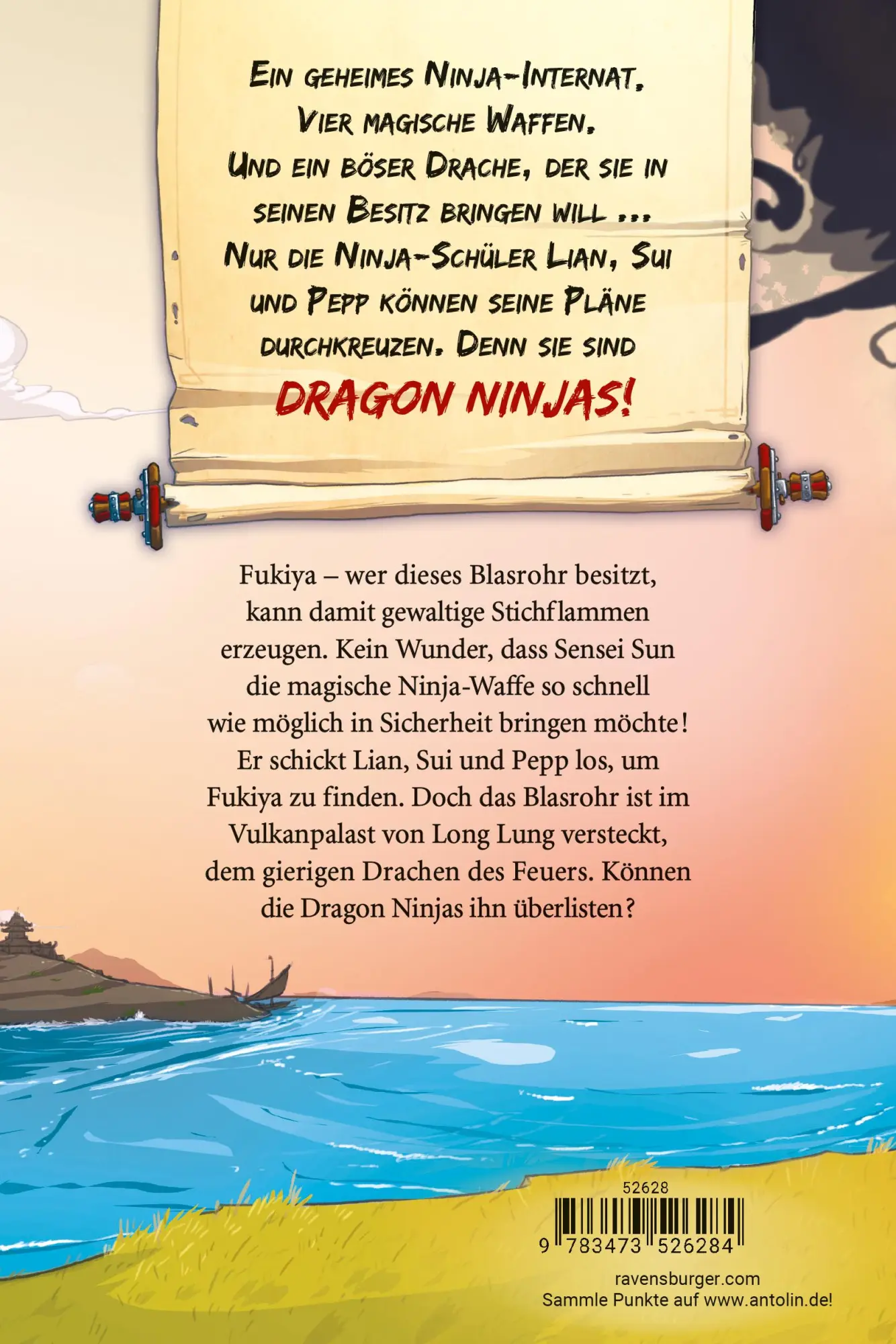 Rückseite: 9783473526284 | Dragon Ninjas, Band 2 - Der Drache des Feuers | Michael Petrowitz