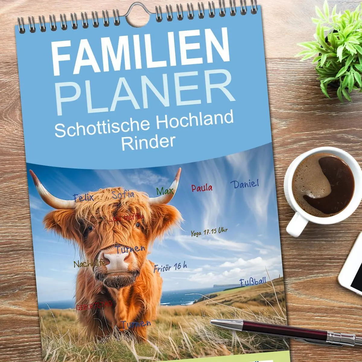Bild: 9783516496284 | Familienplaner 2026 - Schottische Hochland Rinder mit 5 Spalten...
