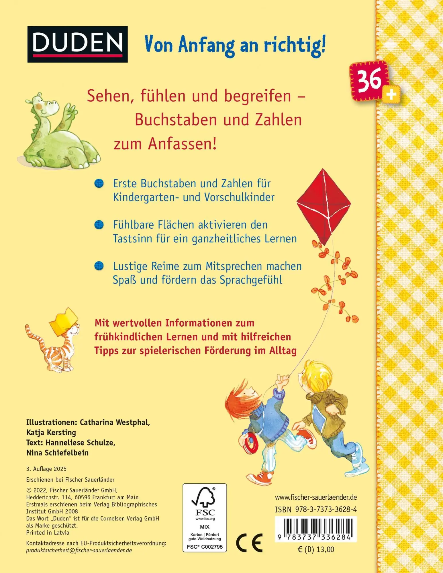 Rückseite: 9783737336284 | Duden 36+: A bis Z und 1 bis 10 | Hanneliese Schulze | Buch | 38 S.
