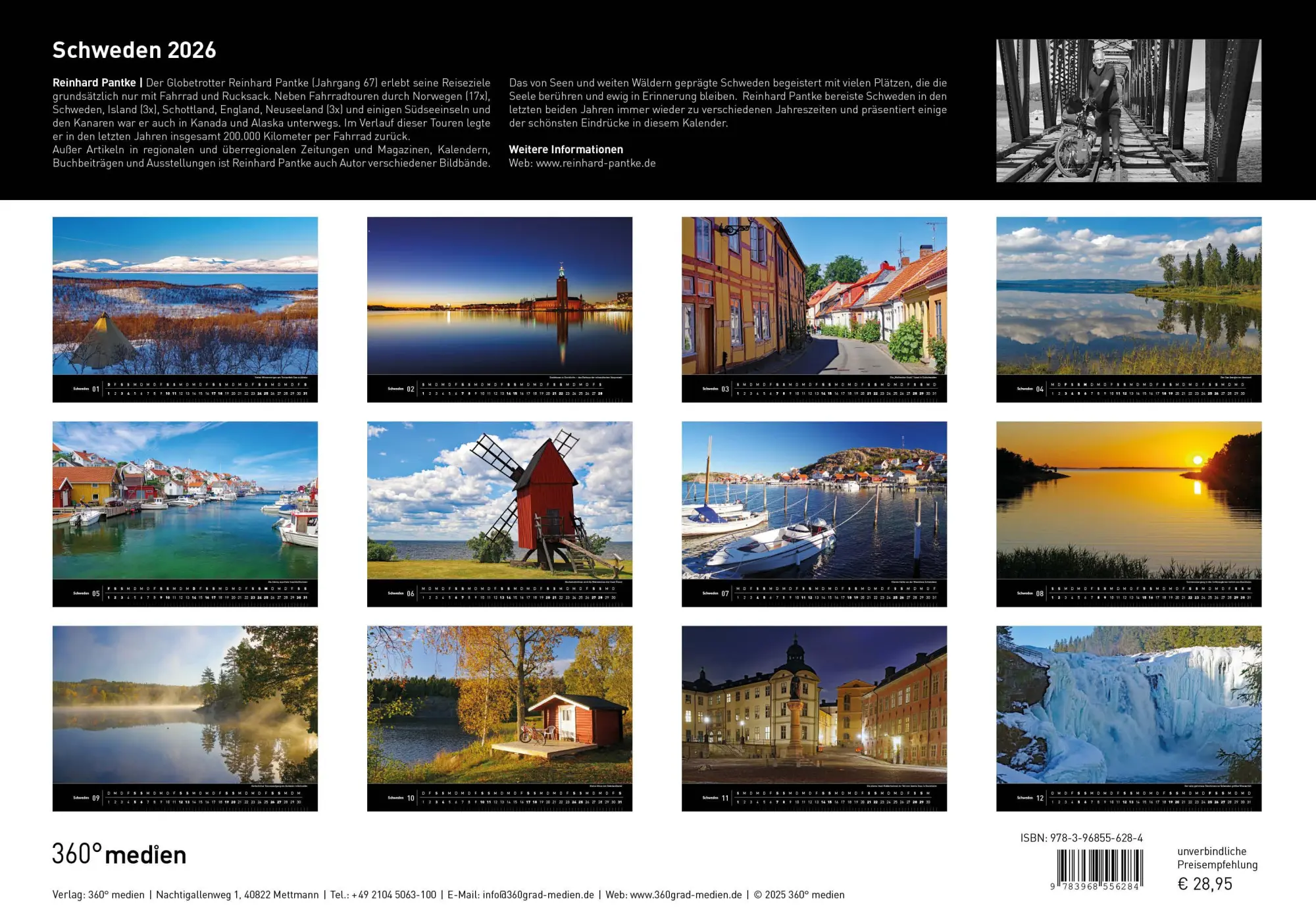 Rückseite: 9783968556284 | Schweden Premiumkalender 2026 | Reinhard Pantke | Kalender | 14 S.