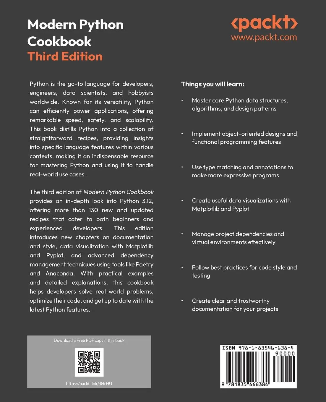 Rückseite: 9781835466384 | Modern Python Cookbook - Third Edition | Steven F. Lott | Taschenbuch