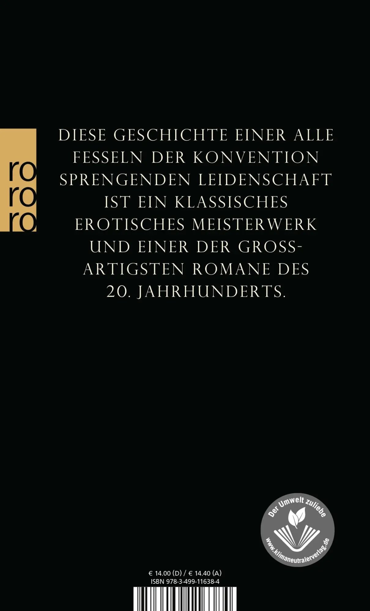 Rückseite: 9783499116384 | Lady Chatterley | David Herbert Lawrence | Taschenbuch | 473 S. | 2010