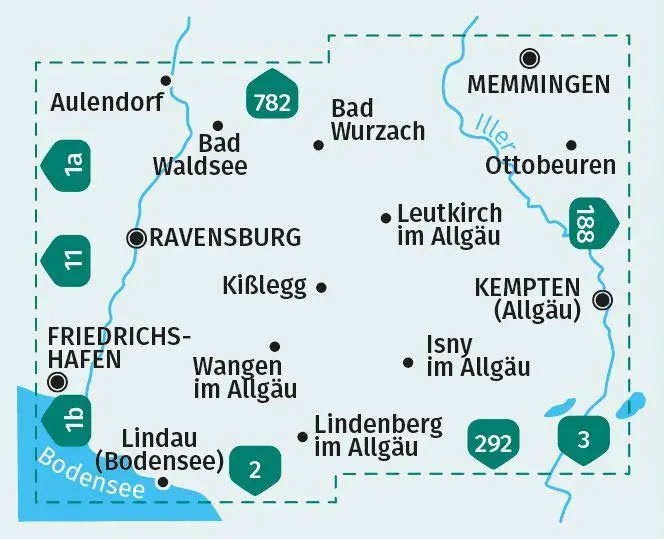 Bild: 9783991216384 | KOMPASS Wanderkarte 187 Oberschwaben, Isny, Wangen, Leutkirch 1:50.000