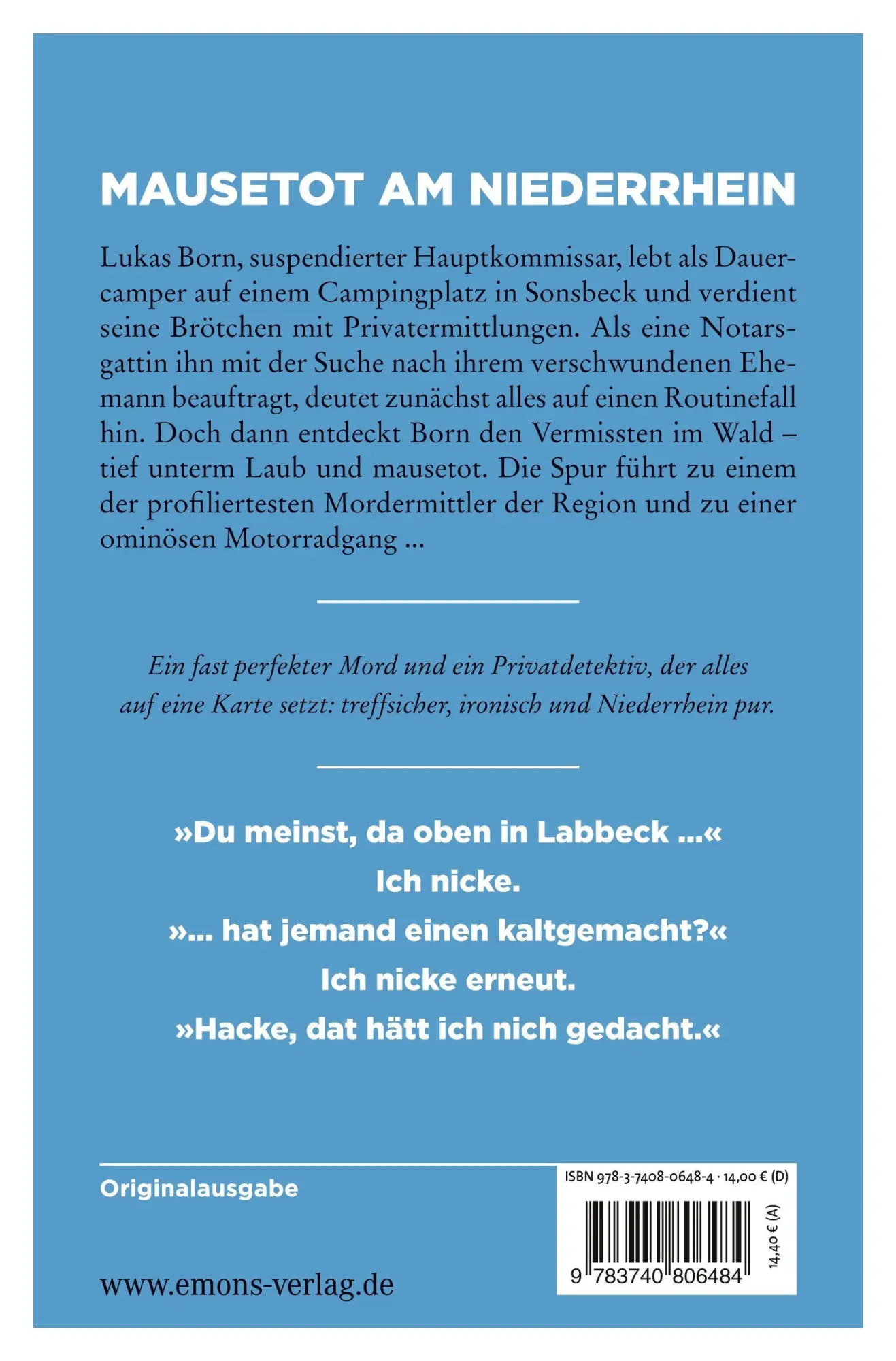Rückseite: 9783740806484 | Dumm gelaufen, Martha | Niederrhein Krimi | Erwin Kohl | Taschenbuch