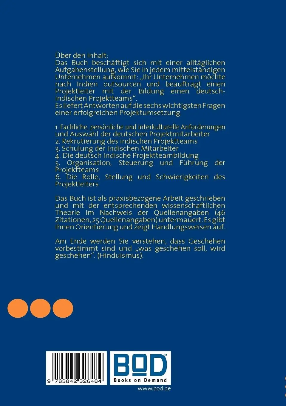 Rückseite: 9783842326484 | Ein interkulturelles deutsch-indisches Projektteam | Lutz Schwalbach