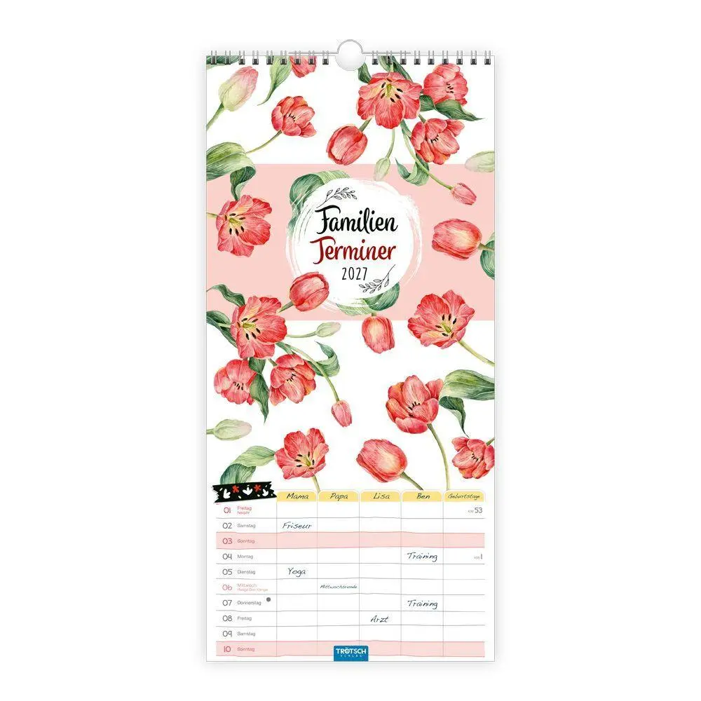 Cover: 9783988026484 | TRÖTSCH - Familienkalender Familienterminer Blumen 2027 | Wandkalender
