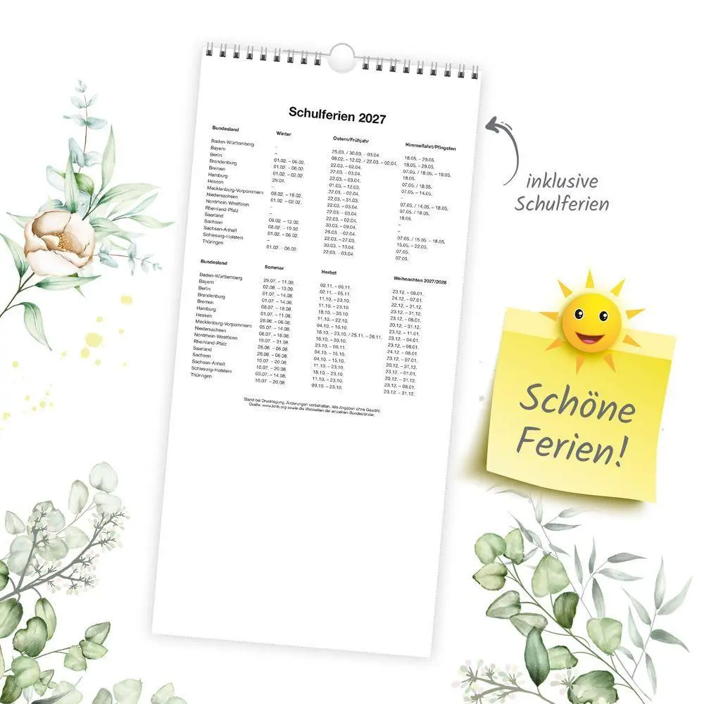 Bild: 9783988026484 | TRÖTSCH - Familienkalender Familienterminer Blumen 2027 | Wandkalender