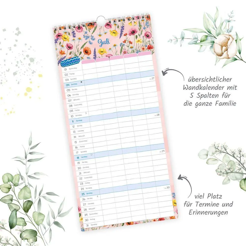 Bild: 9783988026484 | TRÖTSCH - Familienkalender Familienterminer Blumen 2027 | Wandkalender