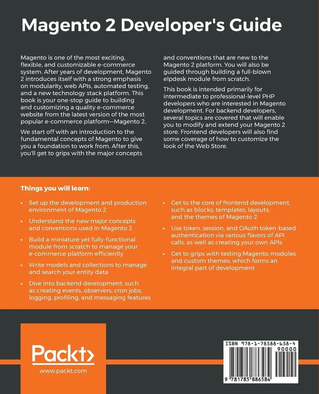 Rückseite: 9781785886584 | Magento 2 Developers Guide | Branko Ajzele | Taschenbuch | Englisch