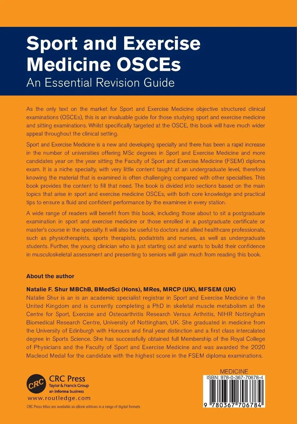 Rückseite: 9780367706784 | Sport and Exercise Medicine OSCEs | An Essential Revision Guide | Shur