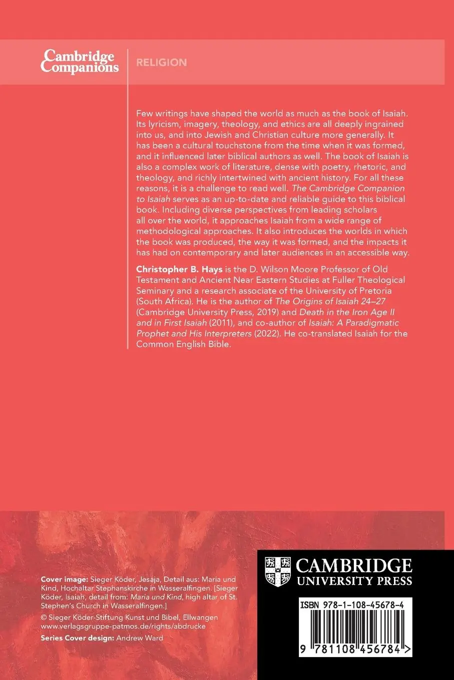 Rückseite: 9781108456784 | The Cambridge Companion to the Book of Isaiah | Christopher B. Hays