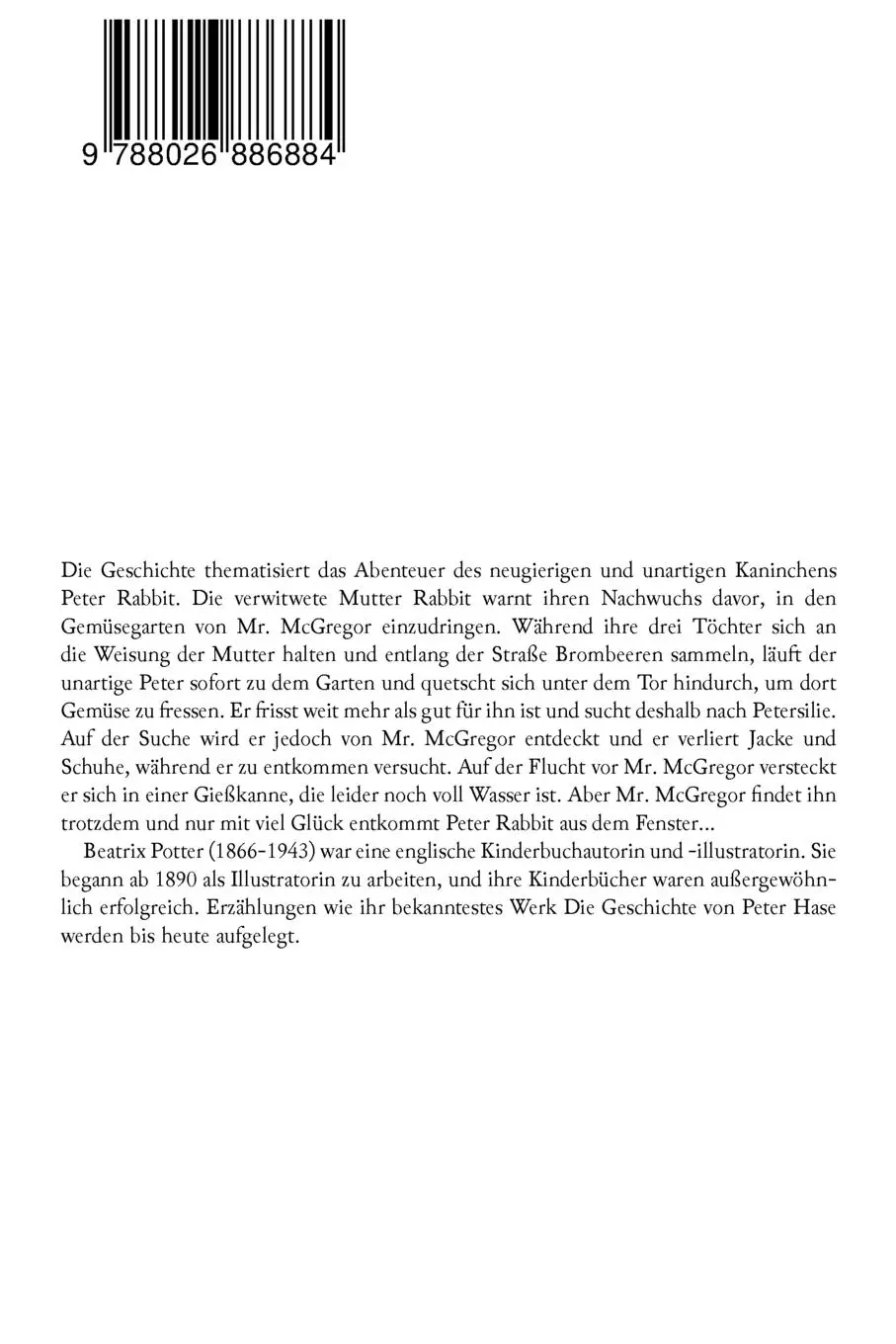 Rückseite: 9788026886884 | Die Geschichte des Hasen Peter: Klassiker der Kinderliteratur | Potter