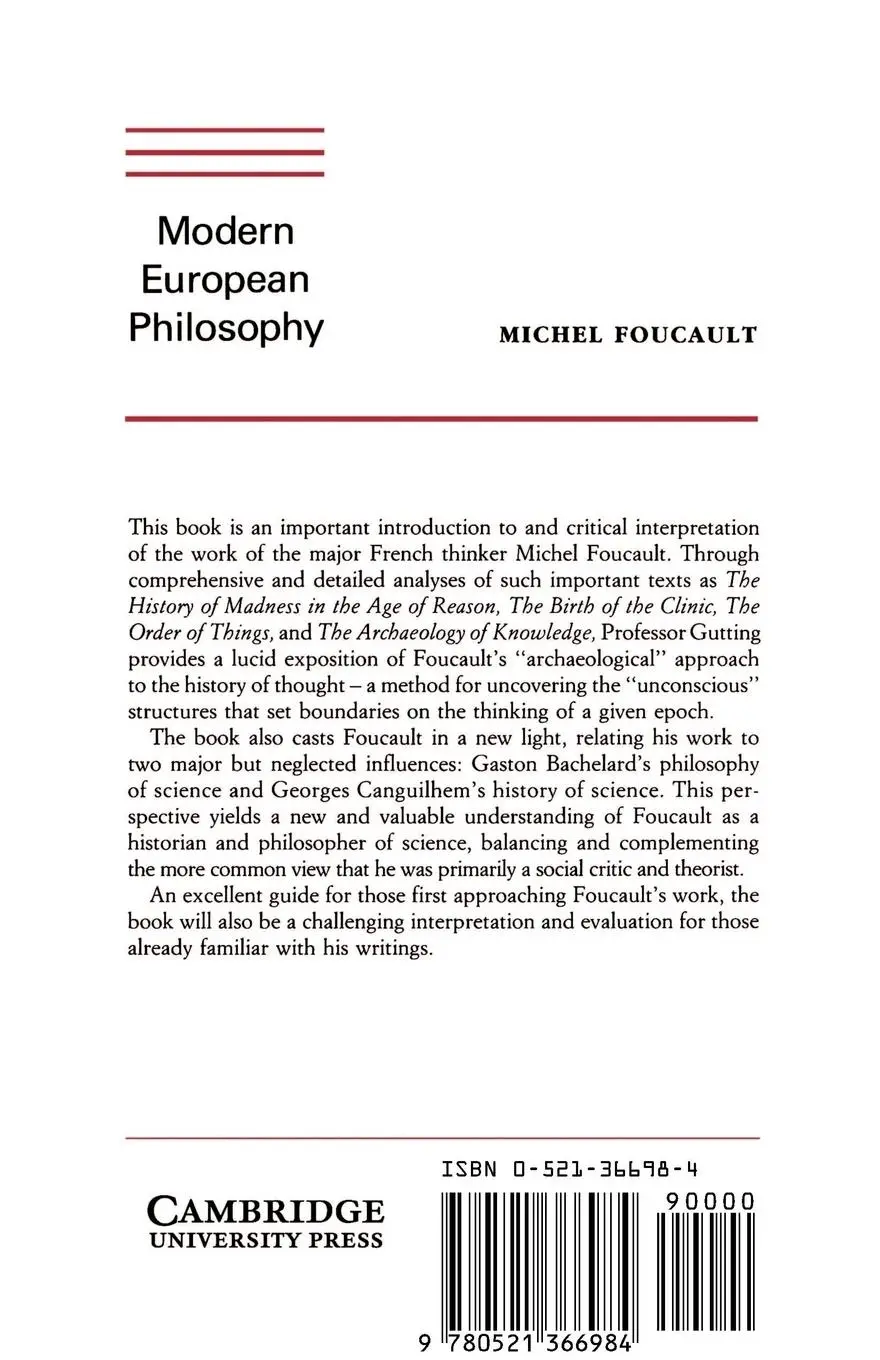 Rückseite: 9780521366984 | Michel Foucault's Archaeology of Scientific Reason | Gary Gutting
