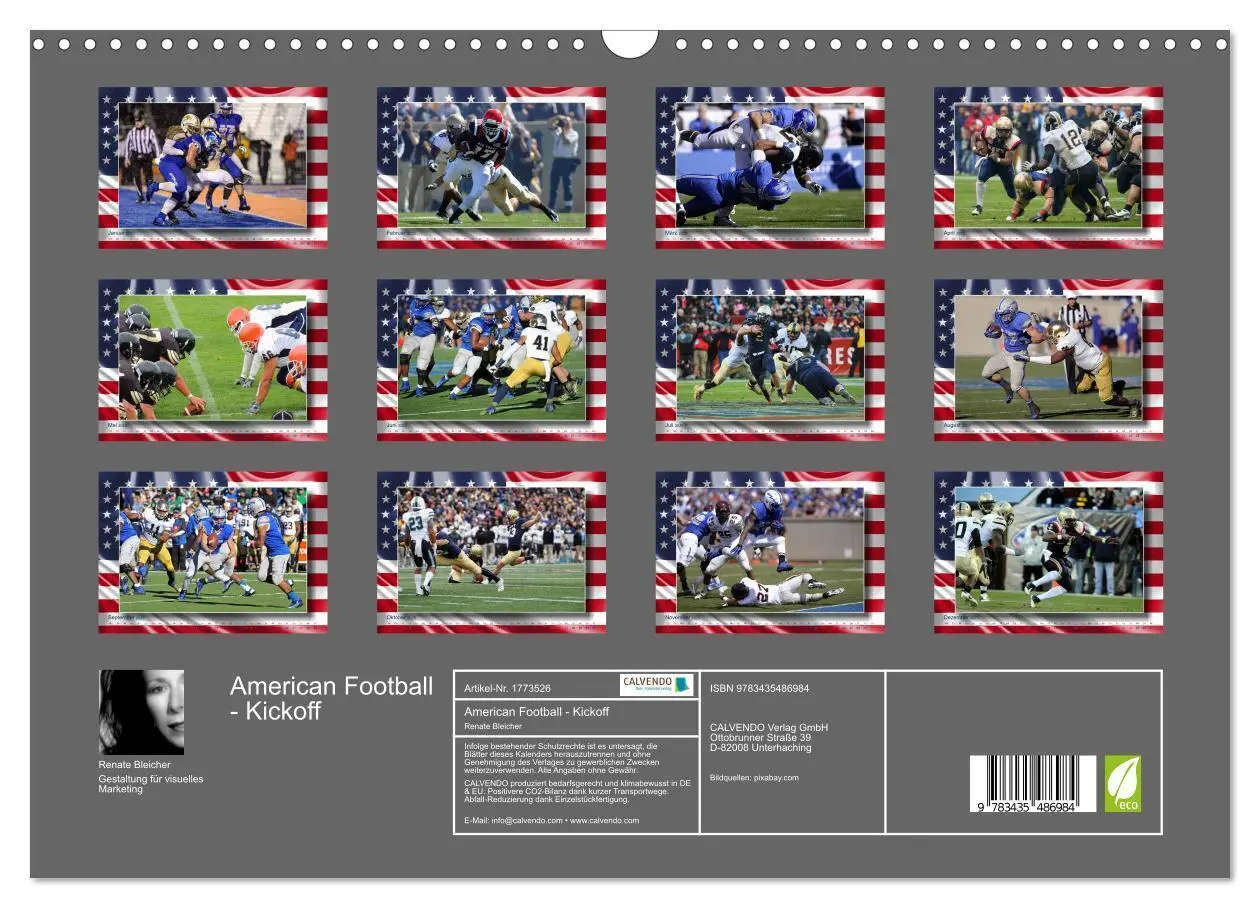 Bild: 9783435486984 | American Football - Kickoff (Wandkalender 2025 DIN A3 quer),...