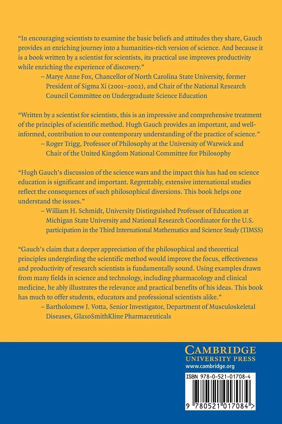 Rückseite: 9780521017084 | Scientific Method in Practice | Hugh G. Jr. Gauch (u. a.) | Buch