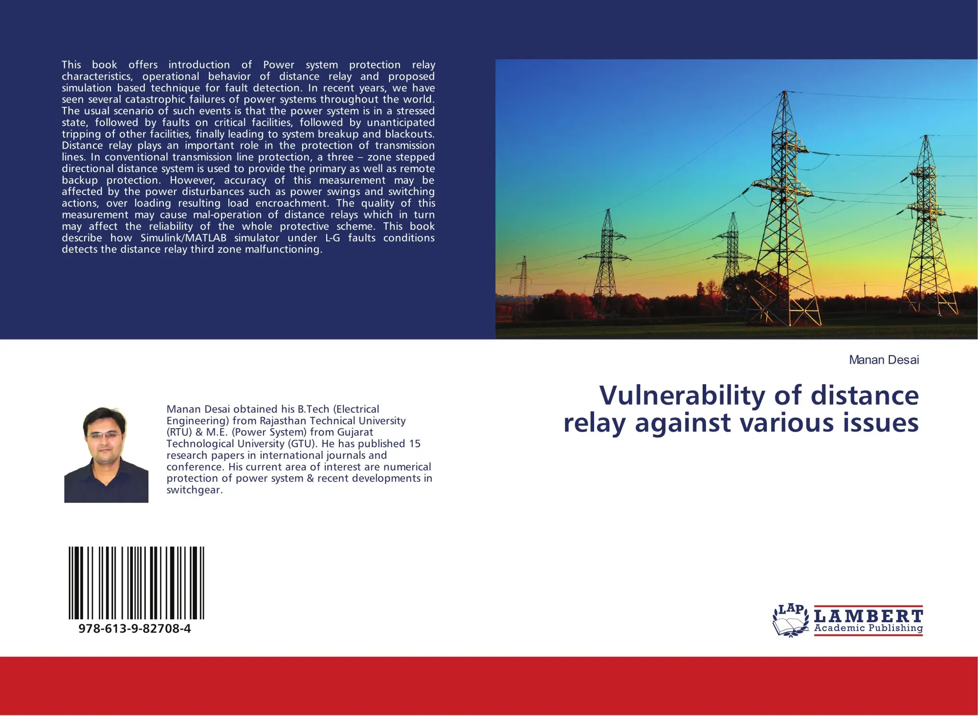 Cover: 9786139827084 | Vulnerability of distance relay against various issues | Manan Desai