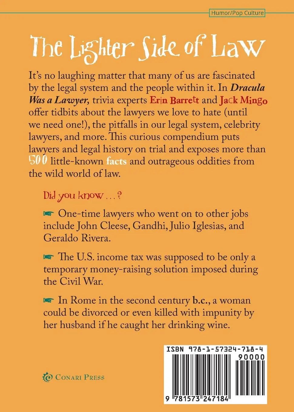Rückseite: 9781573247184 | Dracula Was a Lawyer | Erin Barrett (u. a.) | Taschenbuch | Englisch