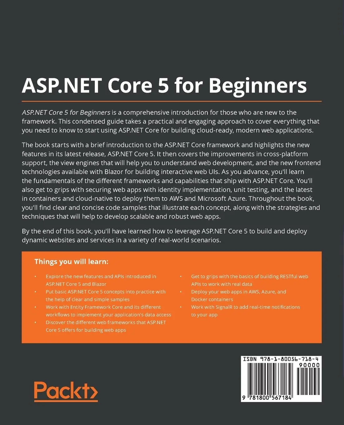 Rückseite: 9781800567184 | ASP.NET Core 5 for Beginners | Andreas Helland (u. a.) | Taschenbuch