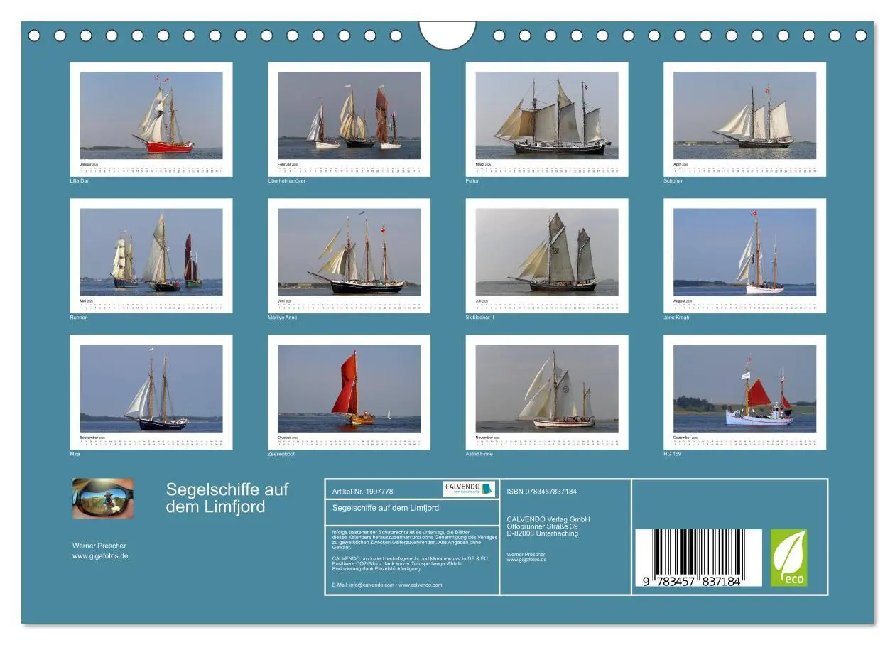 Bild: 9783457837184 | Segelschiffe auf dem Limfjord (Wandkalender 2026 DIN A4 quer),...