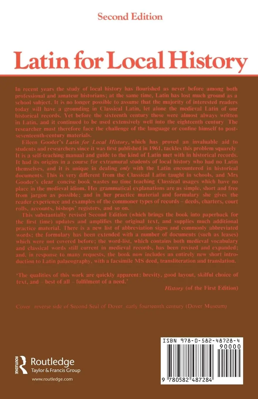 Rückseite: 9780582487284 | Latin for Local History | An Introduction | Eileen Gooder | Buch