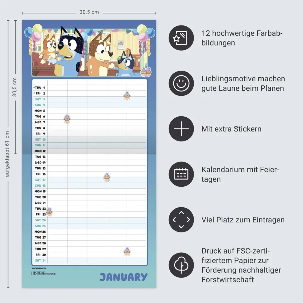 Bild: 9783840197284 | Bluey Familienplaner Broschurkalender 2026 | Kalender | 28 S. | 2026