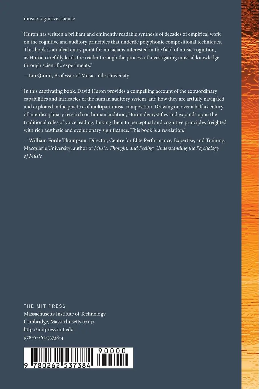Rückseite: 9780262537384 | Voice Leading | The Science behind a Musical Art | David Huron | Buch