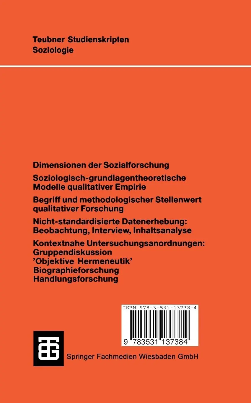 Rückseite: 9783531137384 | Qualitative Sozialforschung | Walter Spöhring | Taschenbuch | 405 S.