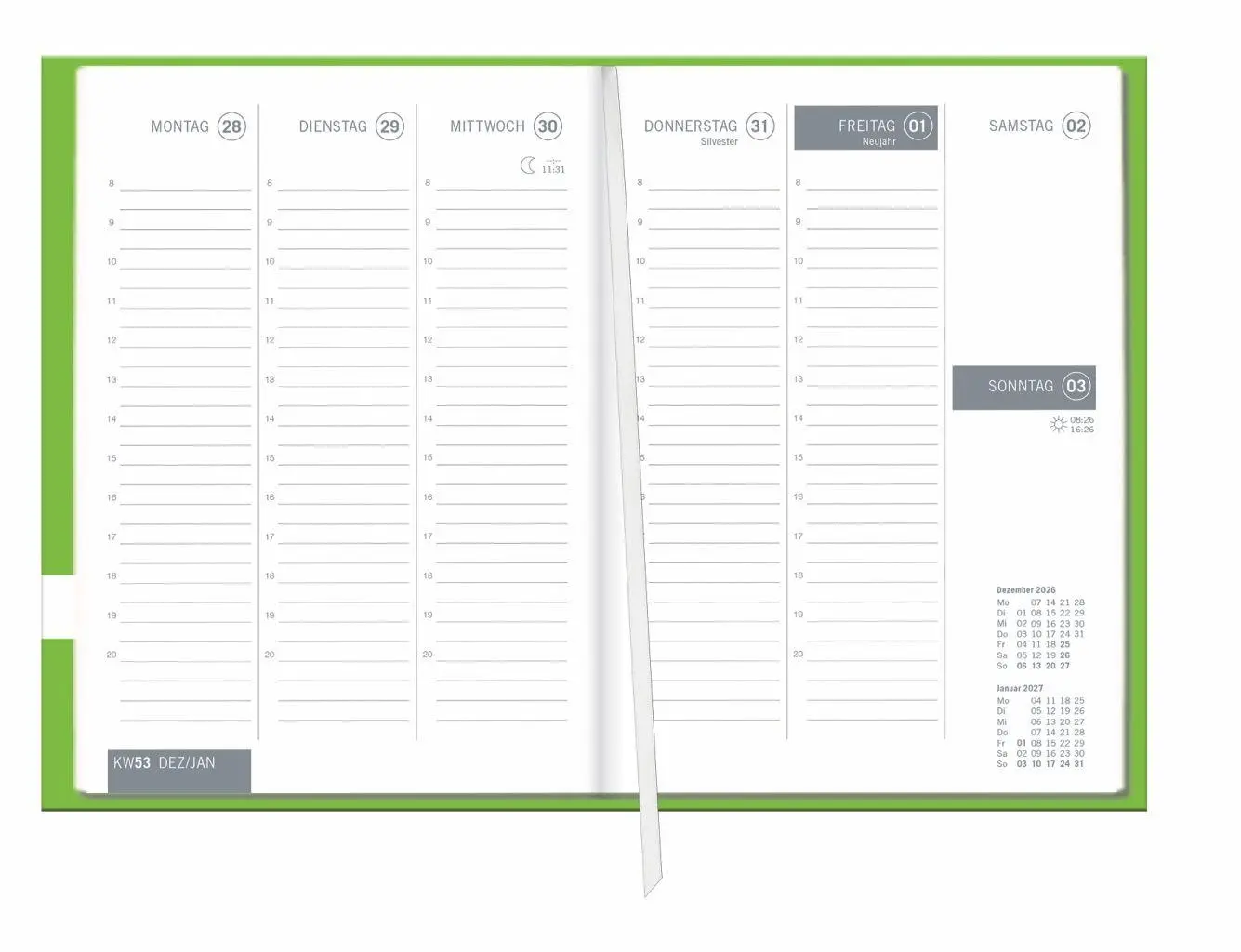 Bild: 9783756417384 | times&amp;more Grün Kalenderbuch 2027 | Taschenbuch | Bürokalender Heye