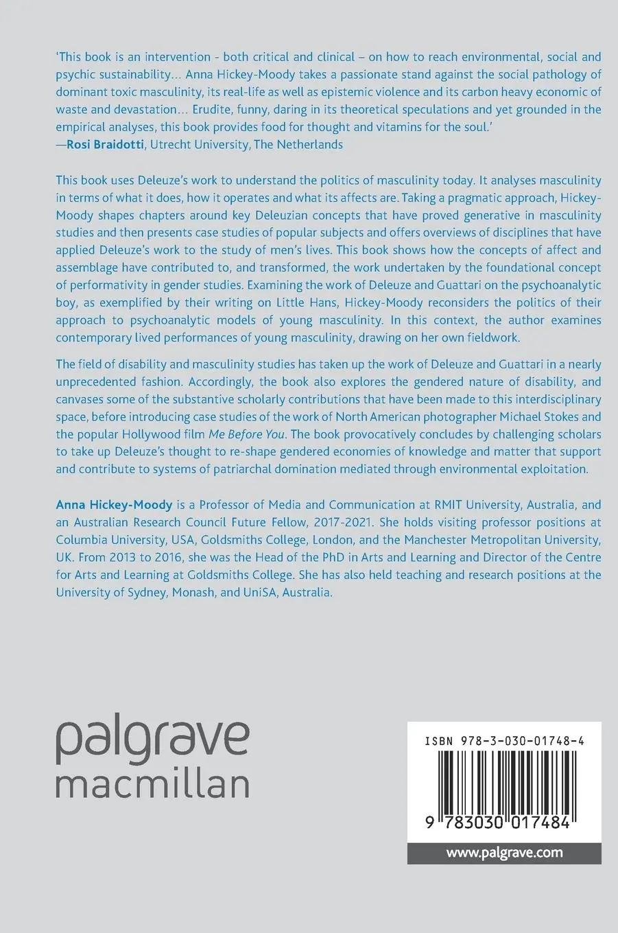 Rückseite: 9783030017484 | Deleuze and Masculinity | Anna Hickey-Moody | Buch | xiii | Englisch