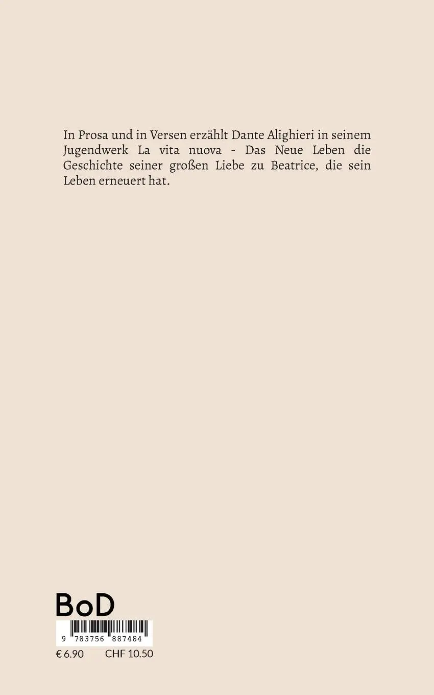Rückseite: 9783756887484 | Das Neue Leben | Dante Alighieri | Taschenbuch | Paperback | 72 S.