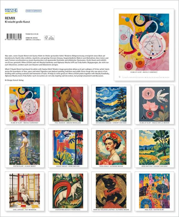 Bild: 9783731887584 | REMIX - KI mischt große Kunst 2026 | Verlag Korsch | Kalender | 14 S.