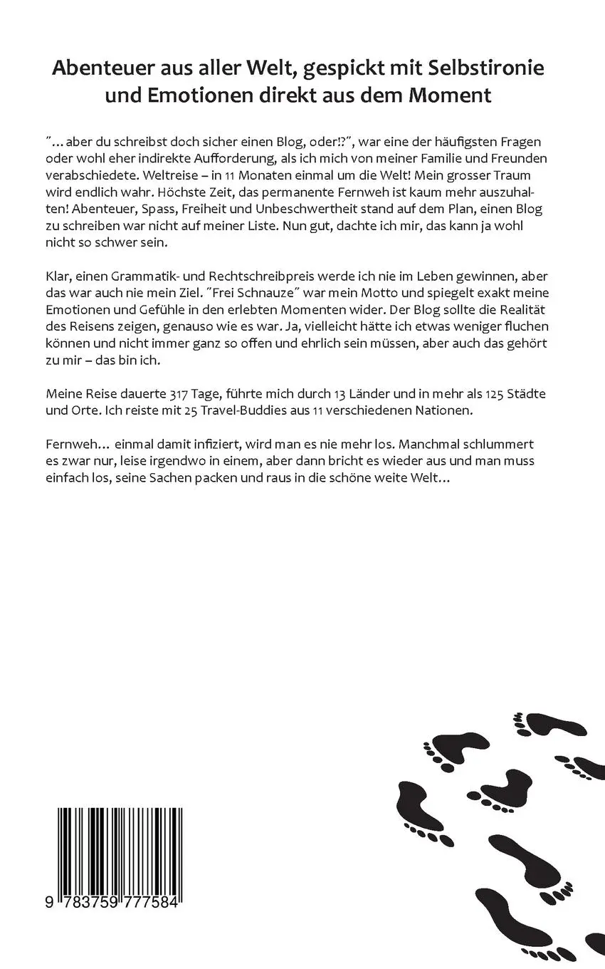 Rückseite: 9783759777584 | Grenzenloses Fernweh | Reiseblog einer Backpackerin | Nadine Bütler