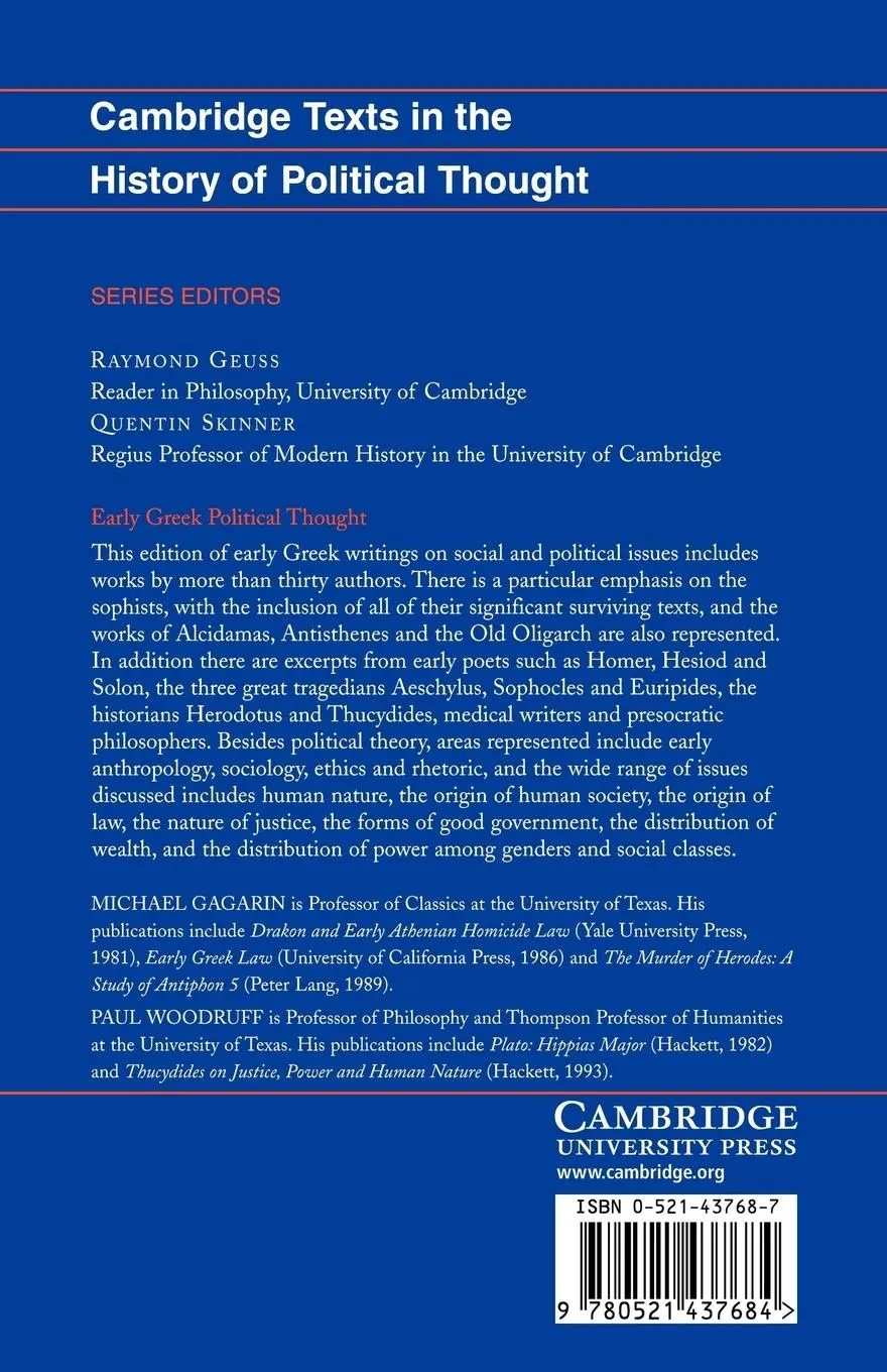 Rückseite: 9780521437684 | Early Greek Political Thought from Homer to the Sophists | Taschenbuch