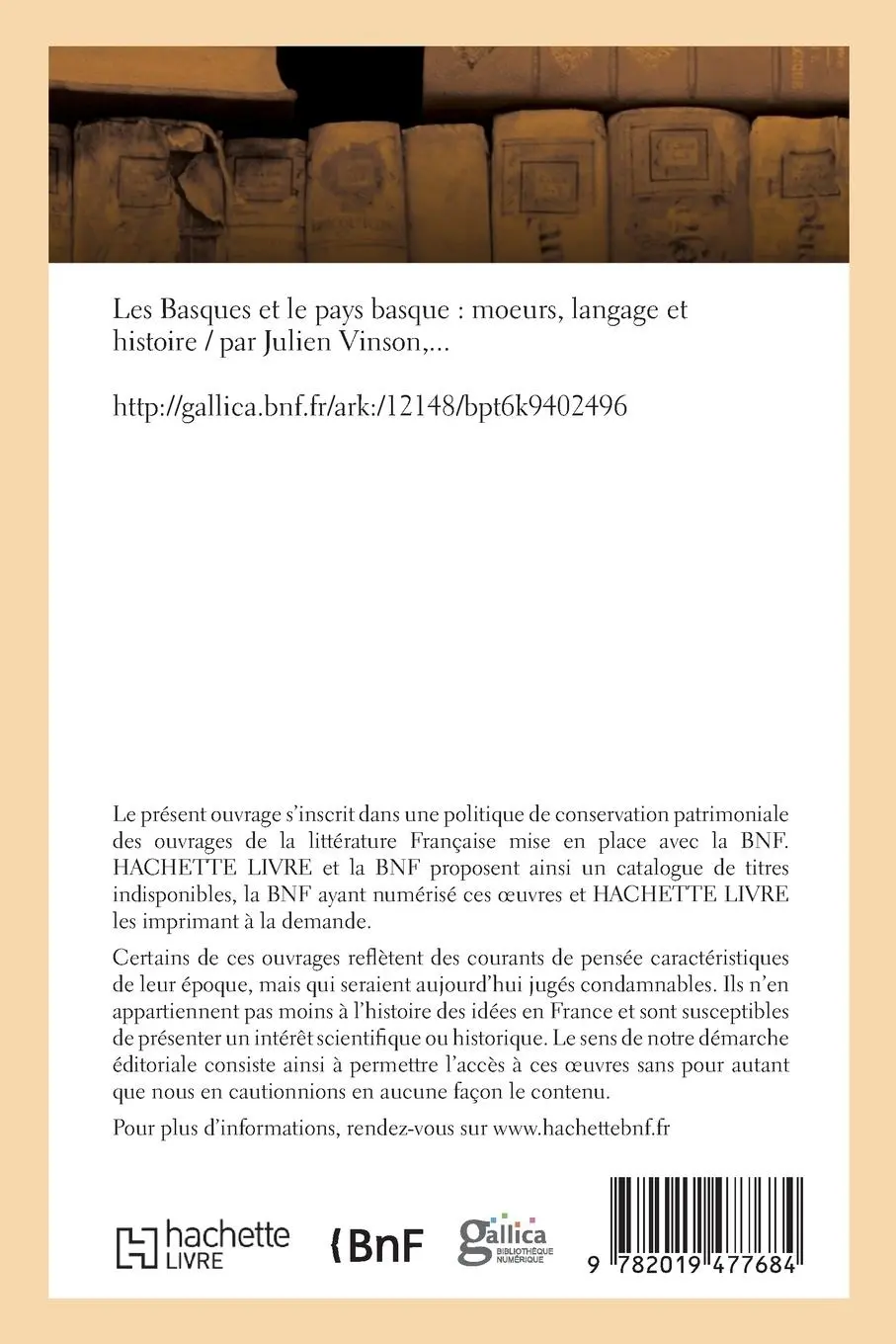 Rückseite: 9782019477684 | Les Basques Et Le Pays Basque, Moeurs, Langage Et Histoire | Vinson
