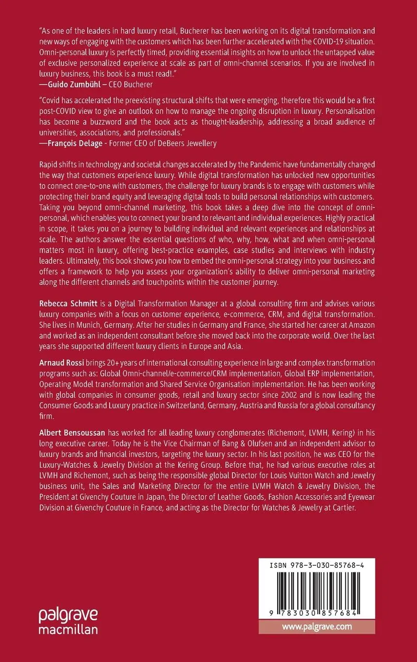 Rückseite: 9783030857684 | Omni-personal Luxury | Rebecca Schmitt (u. a.) | Buch | xxii | 2021