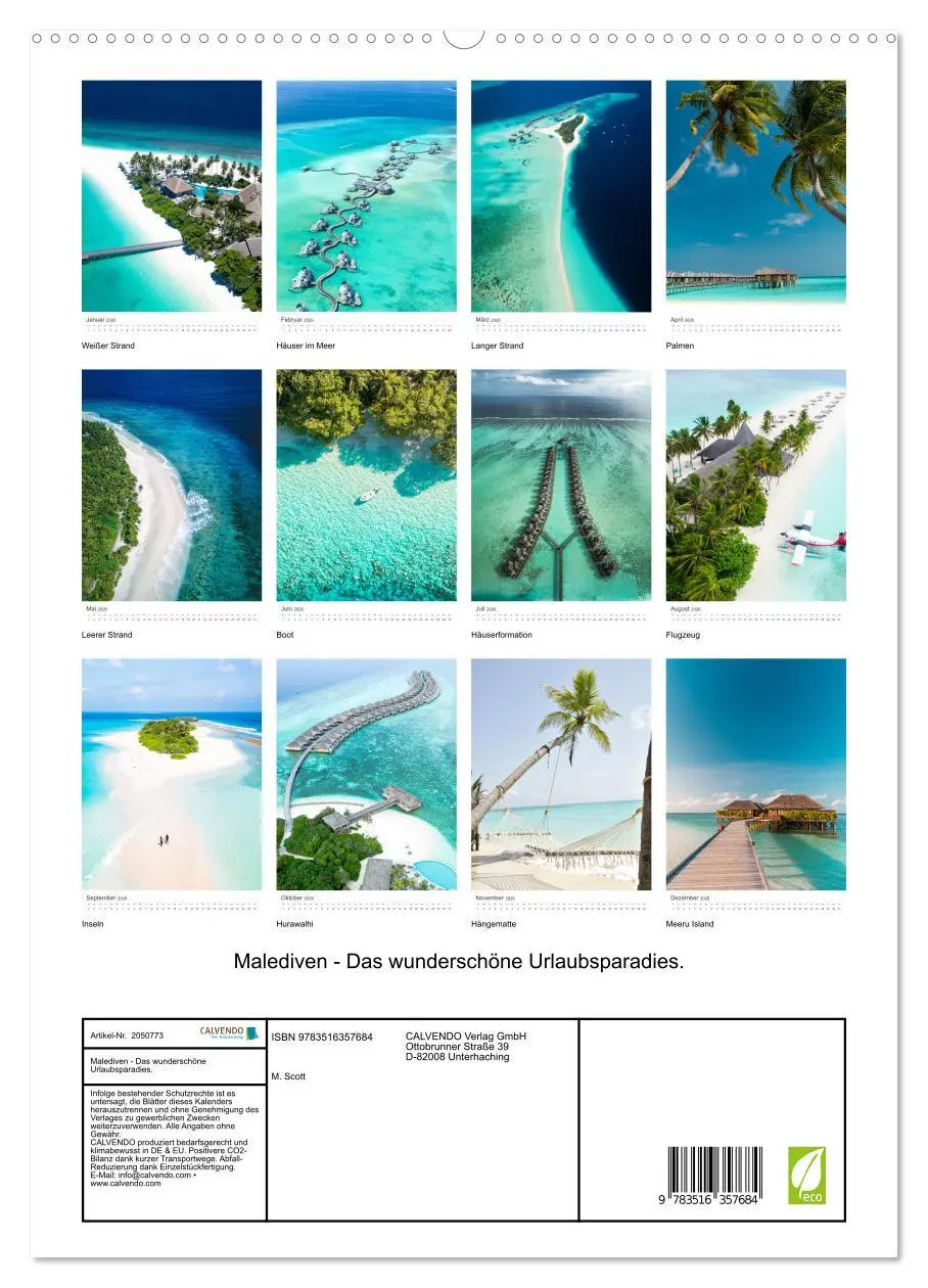 Bild: 9783516357684 | Malediven - Das wunderschöne Urlaubsparadies. (Wandkalender 2026...