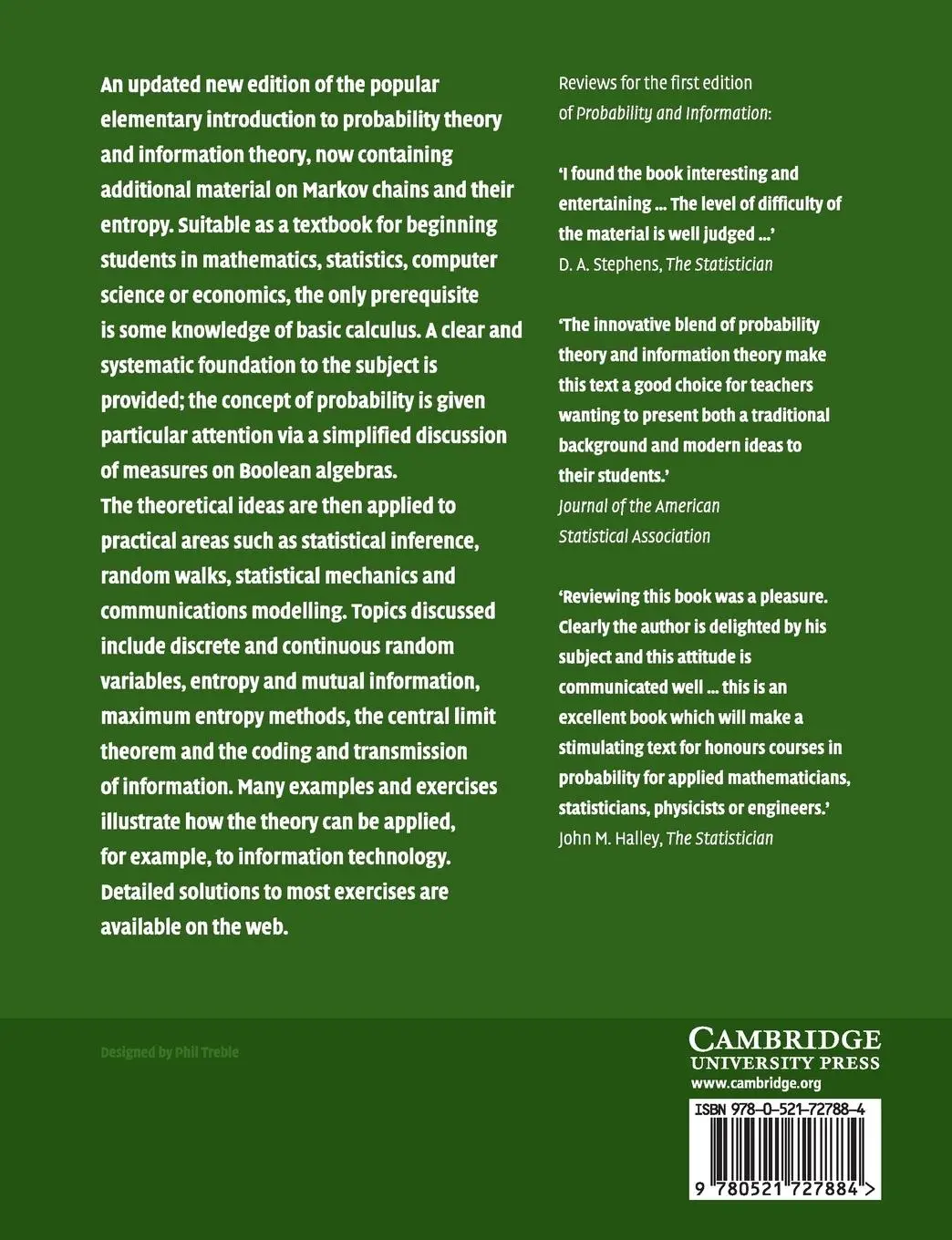 Rückseite: 9780521727884 | Probability and Information | David Applebaum | Taschenbuch | Englisch