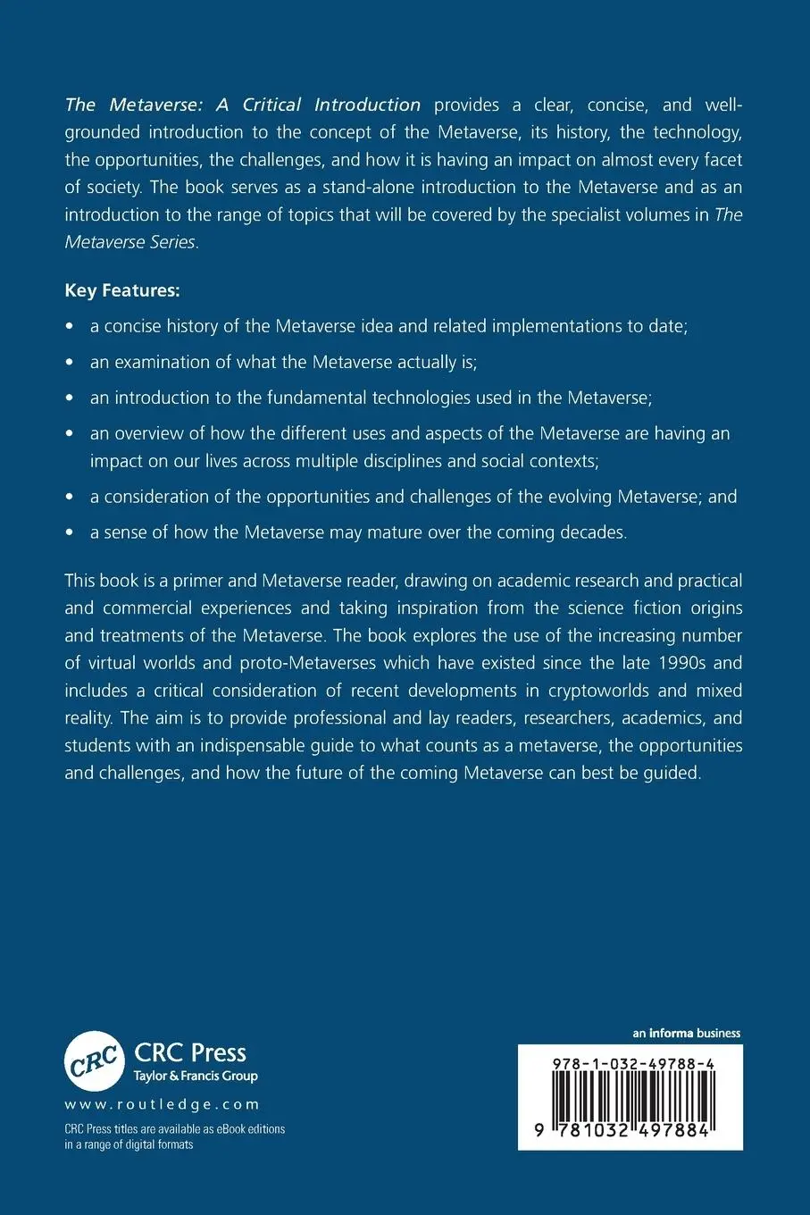 Rückseite: 9781032497884 | The Metaverse | A Critical Introduction | David Burden (u. a.) | Buch