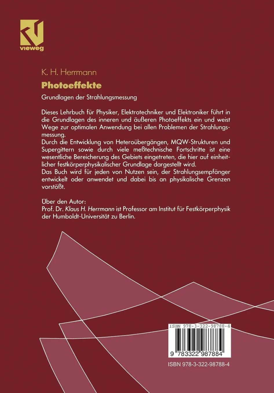 Rückseite: 9783322987884 | Der Photoeffekt | Grundlagen der Strahlungsmessung | Klaus H. Herrmann
