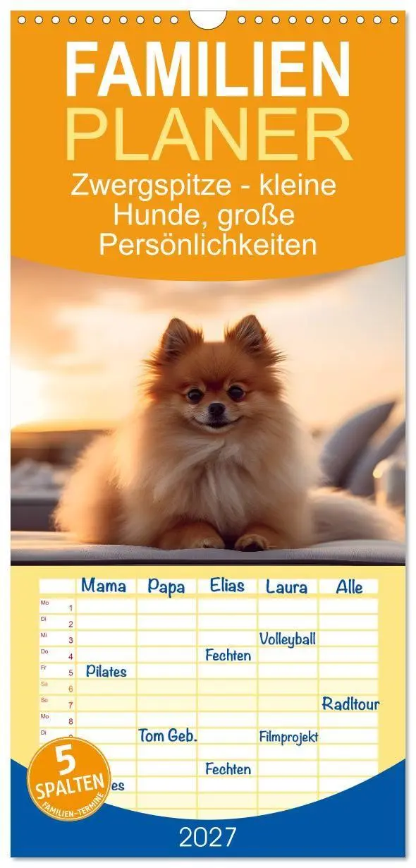 Cover: 9783594317884 | Familienplaner 2027 - Zwergspitze - kleine Hunde, große...