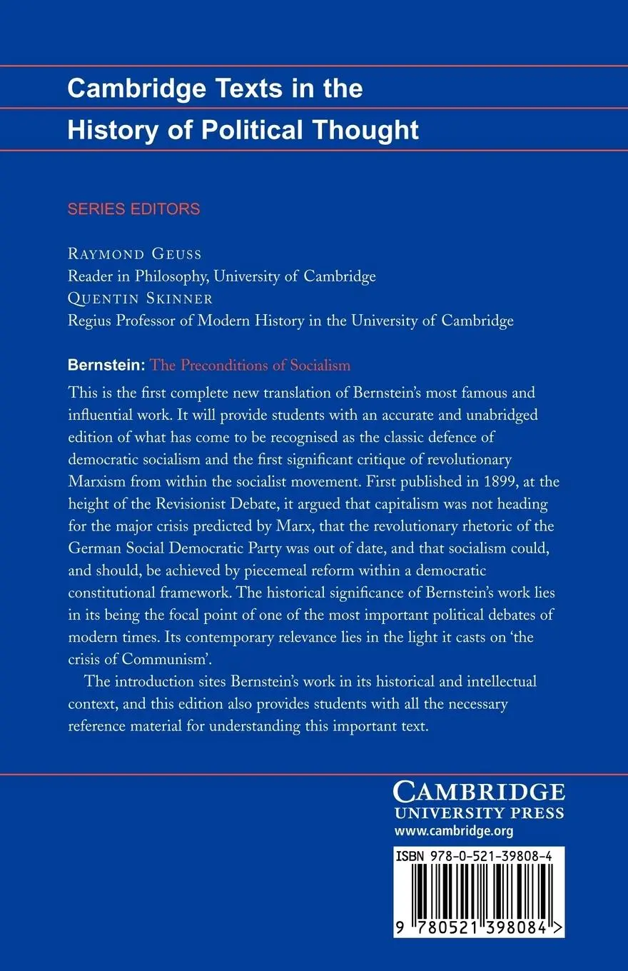 Rückseite: 9780521398084 | Bernstein | The Preconditions of Socialism | Eduard Bernstein | Buch
