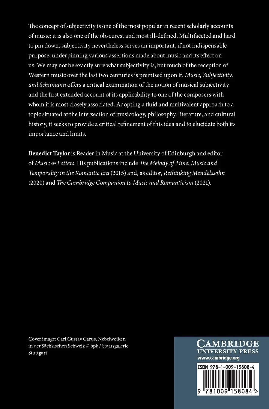 Rückseite: 9781009158084 | Music, Subjectivity, and Schumann | Benedict Taylor | Buch | Gebunden